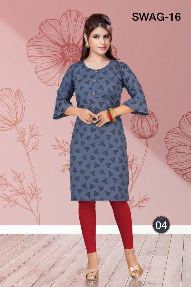 Trendy Swag 16 Casual Daily Wear Rayon Printed Kurtis Collection
