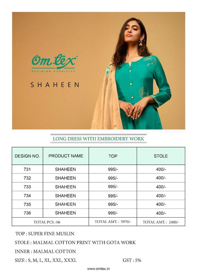 Shaheen Om Tex Malmal Cotton Print With Gota Work Wholesale Gown Collection