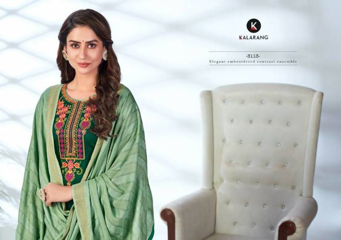 Kalarang Saloni 7 Cotton With Embroidery Work Sequence Work Festive Wear Salwar Kameez Collection
