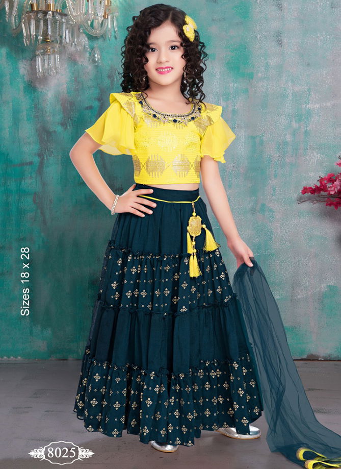 8025 New Designer Fancy Party Wear Kids Lehenga Collection