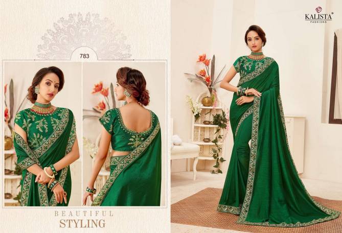 Kalista Dollar Latest Designer Collection Fancy Wedding Wear vichitra silk Embroidery Worked Sarees