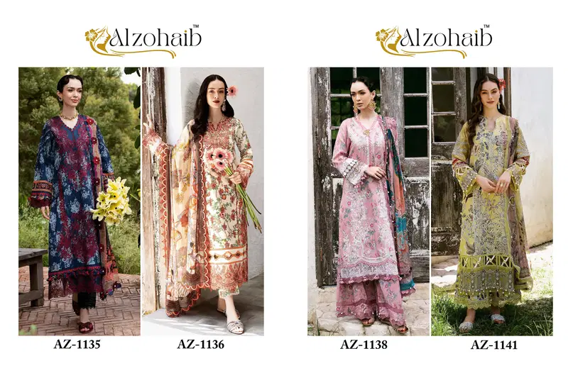 Alzohaib Az 1135 To 1141 Cotton Printed Pakistani Suits Suppliers In India