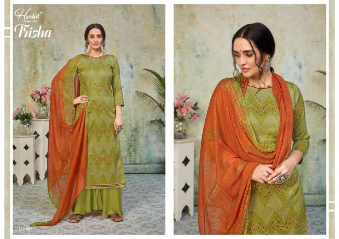 Harshit Trisha Latest Fancy Casual Wear Digital Printed With Mirror Work Designer Dress Material Collection
