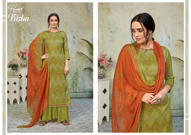 Harshit Trisha Latest Fancy Casual Wear Digital Printed With Mirror Work Designer Dress Material Collection
