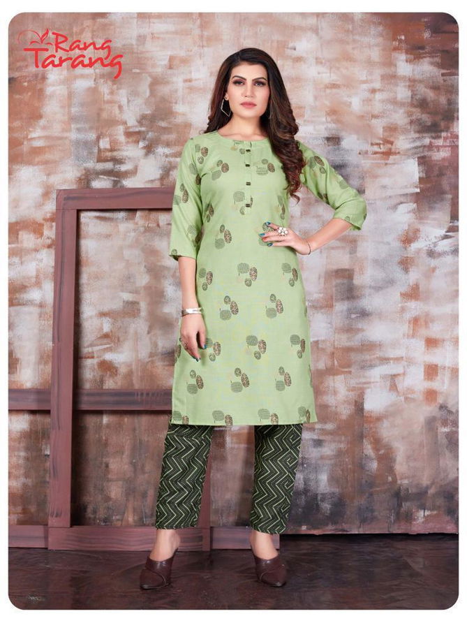 Rung Tarang Blossom Fancy Designer Casual Wear Kurtis With Bottom Collection
