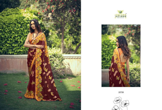 Sanskar Rahi 10 Fancy Wear Brasso Fancy Designer Ethnic Wear Saree Collection
