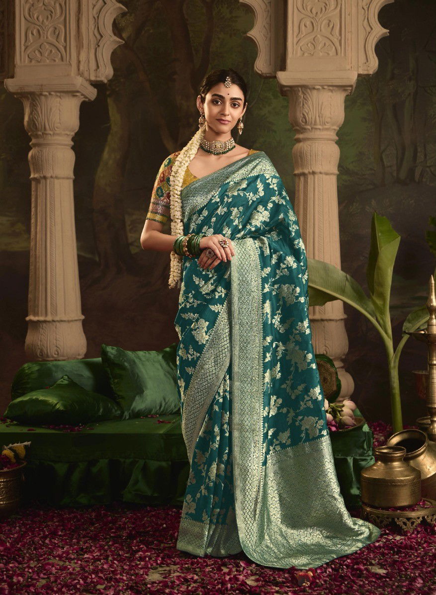 Raas By Kimora Crepe Dola Silk Wedding Wear Sarees Suppliers In India