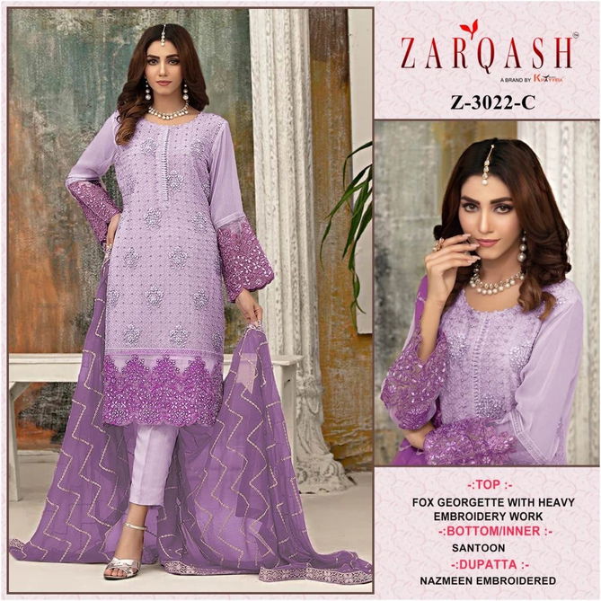 Z 3022C Zarqash Georgette Embroidery Pakistani Suits Wholesale Suppliers In India