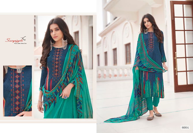 Suryajyoti Ziva 8 Latest Fancy Regular Wear Designer Satin Cotton Dress Material Collection
