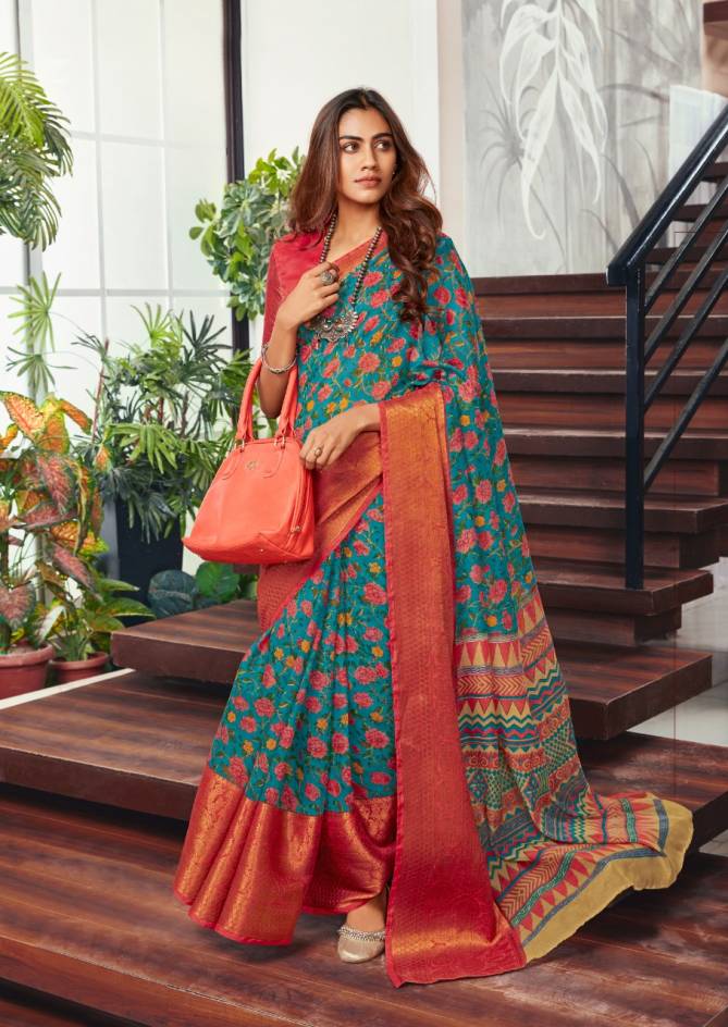 Sr Meera Collection Regular Wear Cotton Weaving Printed Saree Collection
