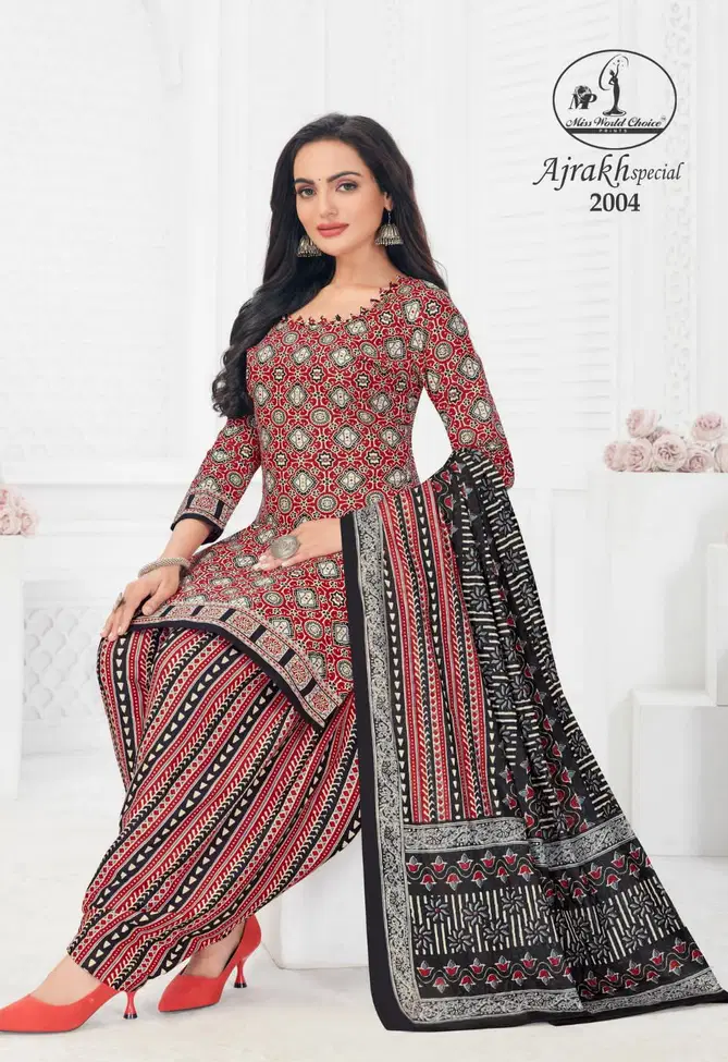 Miss World Ajrakh Vol 2 Designer Cotton Dress Material
