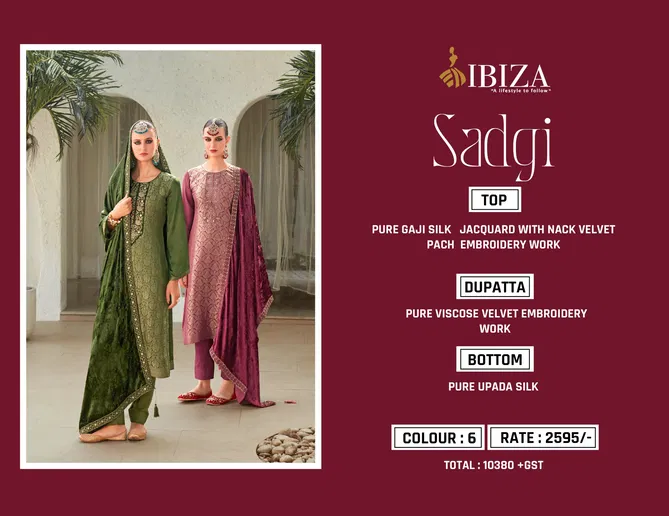 Sadgi By Ibiza Gaji Silk Jacquard Dress Material Wholesale Online