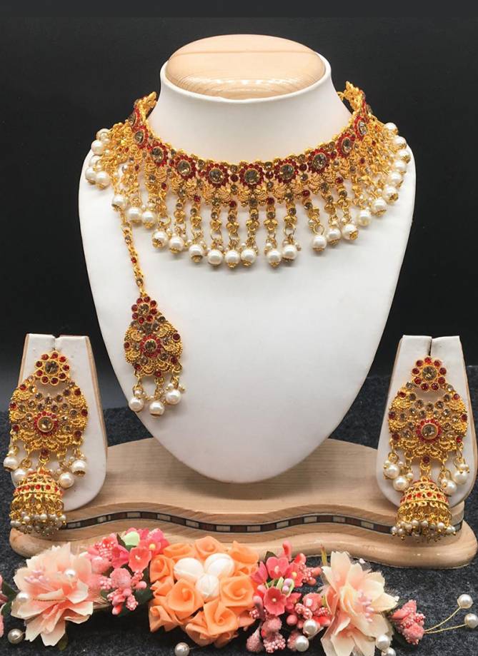 Gold and Silver Latest Heavy Fancy Bridal Pearl Necklace  