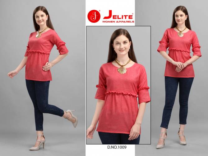 Jelite Carnation 3 Fancy Designer Regular Wear Cotton Ladies Top Collection

