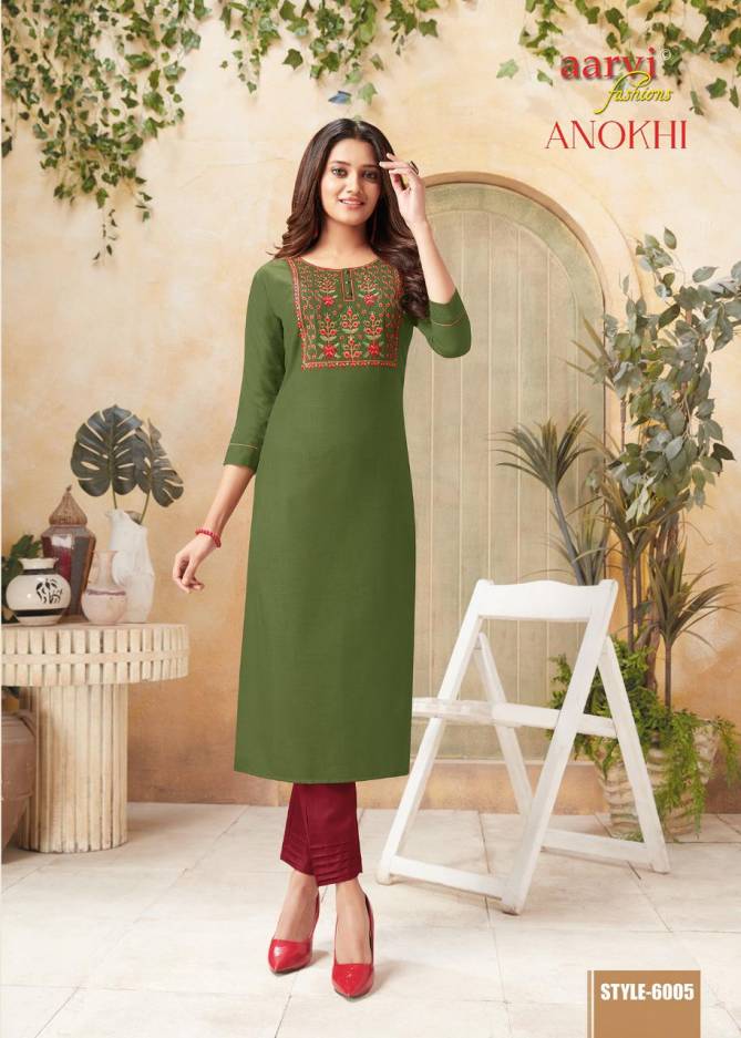 Aarvi Anokhi 1 Designer Ethnic Wear Cotton Kurti With Pant Collection
