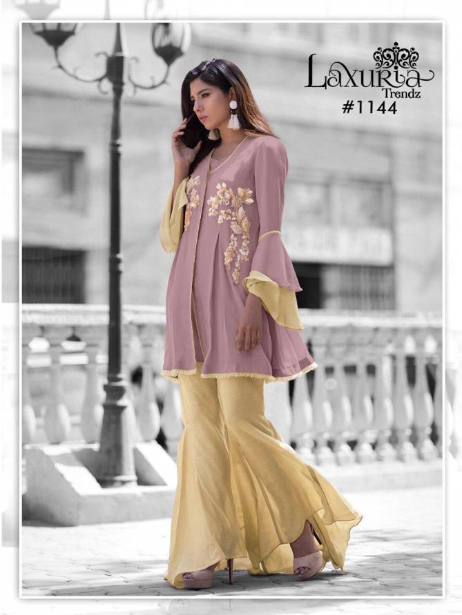 Laxuria Trendz 1144 Fancy Festive Wear Faux Georgette Tops With Bottom Collection
