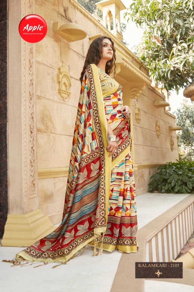 Apple Kalamkari 21 Latest Fancy Designer Casual Wear Soft Cotton Digital Printed Saree Collection
