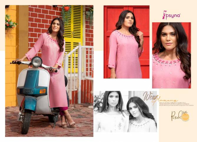 PSYNA PIXEL VOL-1 Latest Design Fancy Casual Wear Embroidery Kurtis with Handwork Rayon Collection
