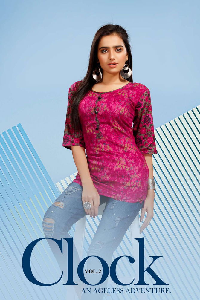 Beauty Queen Clock 2 New Fancy Wear Cotton Printed Ladies Top Collection