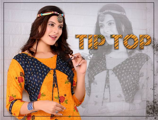 Trendy Tip Top Heavy Latest Fancy Designer Rayon Printed Jacket Kurti With Bottom Collection

