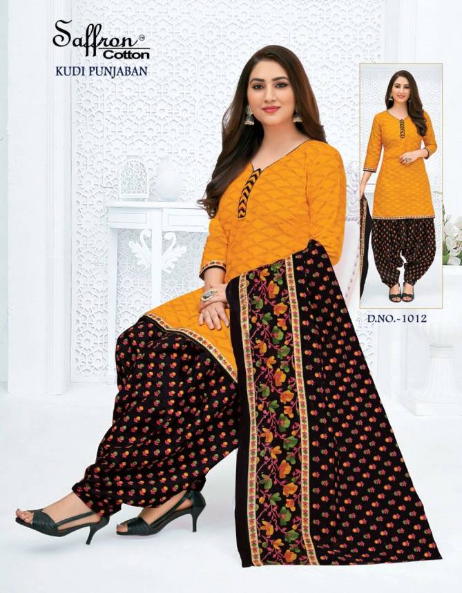 Saffron Kudi Punjaban Printed Cotton Regular Wear Designer Dress ...