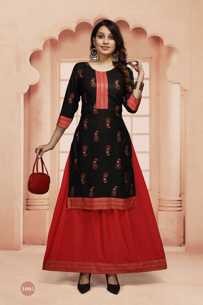 Beauty Queen Kritika 2 Designer Festive Wear Rayon Anarkali Kurti With Bottom Collection