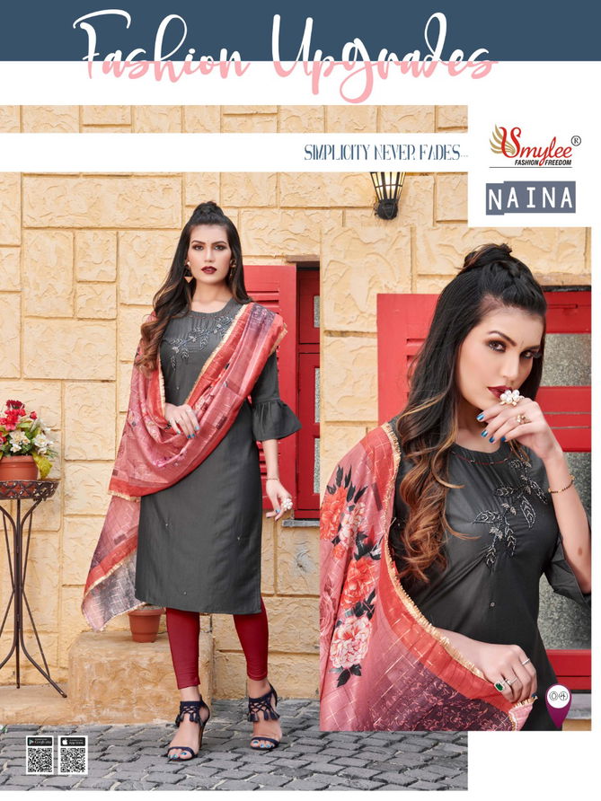 Smylee Naina Latest Designer Ethnic Wear Heavy Silk Kurti With Printed Dupatta Collection