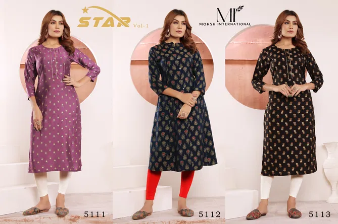 Star Vol 1 By Moksh Viscose Maslin Printed With Pocket Kurti Wholesale Online