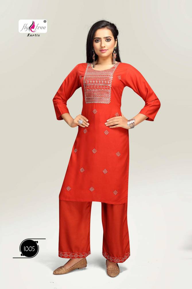Fly Free Livik Ethnic Wear Kurti With Palazzo Rayon Designer Collection
