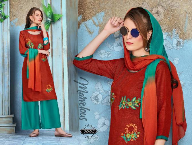 Latest Trendy Daiinty Regular Wear Ready Made Rayon Embroidered Plazzo Suit Collection 