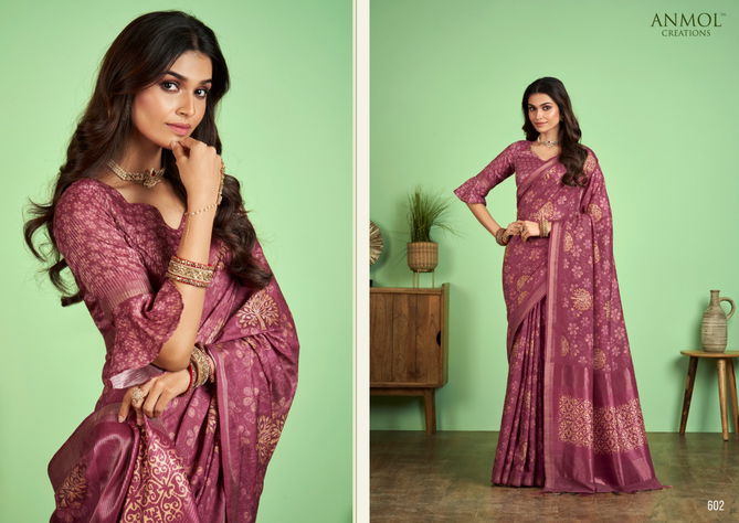 Tulip Vol 6 By Anmol Jute Silk Printed Sarees Catalog