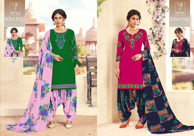 Bela Sona Pari 11 Latest Designer Festive Wear Cotton With Embroidery Work Top With Bottom And fancy Print Dupatta Dress Material Collection
