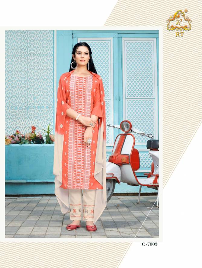 Rt Lucknowi Heavy Embroidery Kurti with Pant and Dupatta Ready Made Collection
