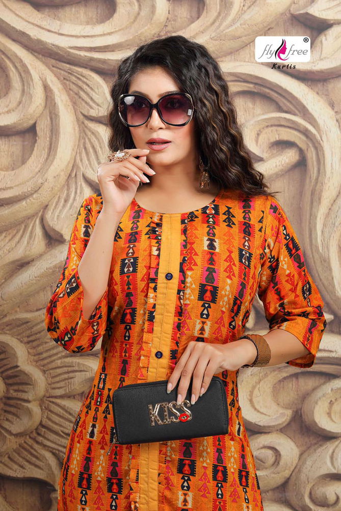 Fly Free Ranjhana Fancy Ethnic Wear Cotton Printed Anarkali Kurti Collection