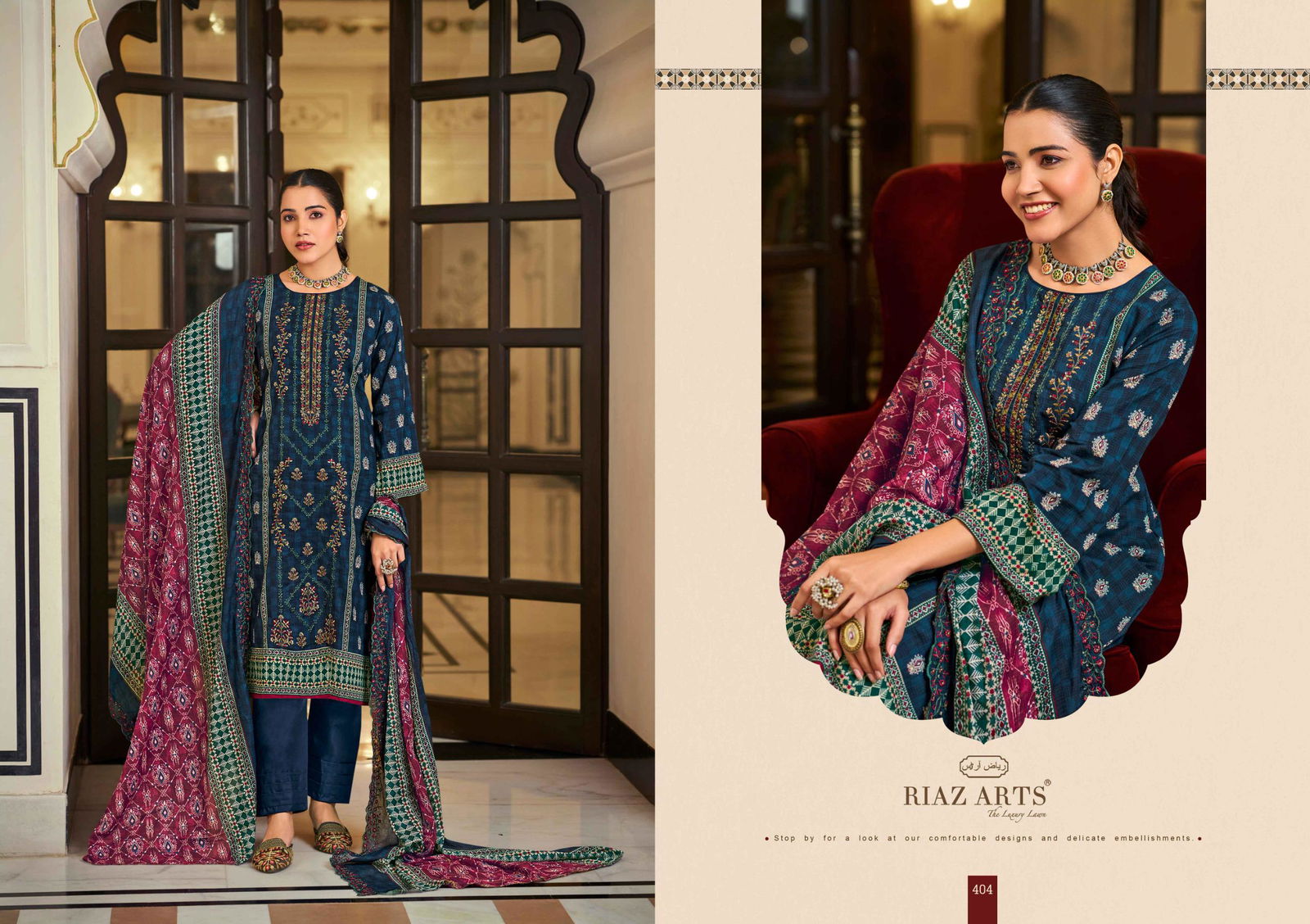 Bin Saeed Vol 4 By Riaz Arts Lawn Digital Printed Dress Material Wholesale Price