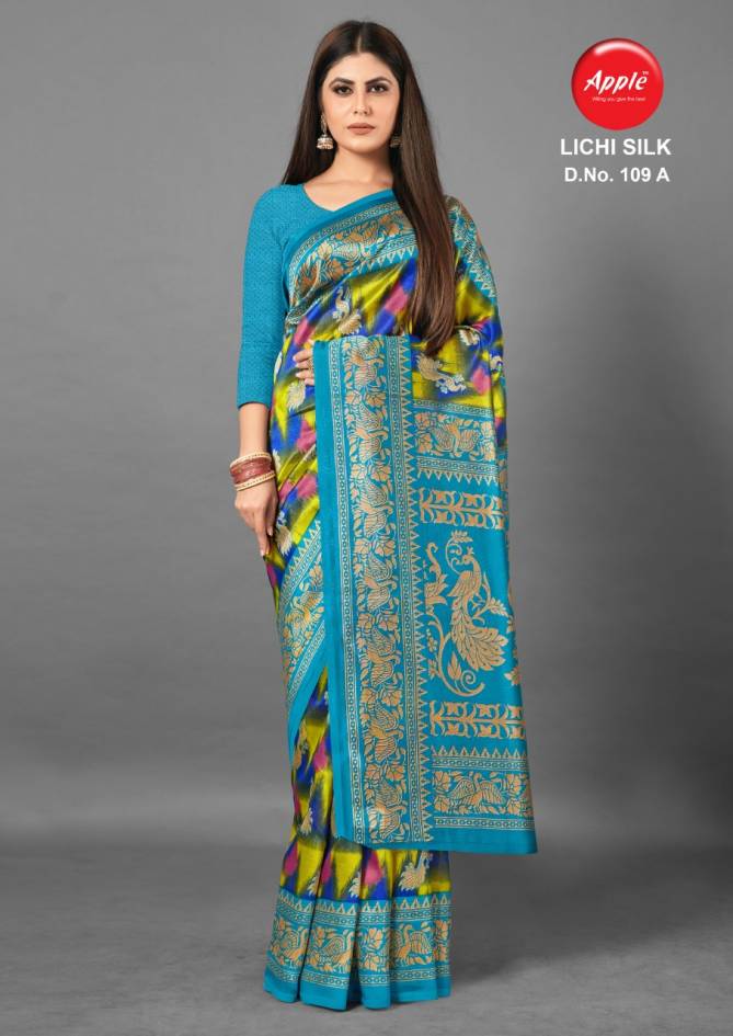 Apple Lichi Silk 109 Fancy Casual Wear Art Silk Saree Collection
