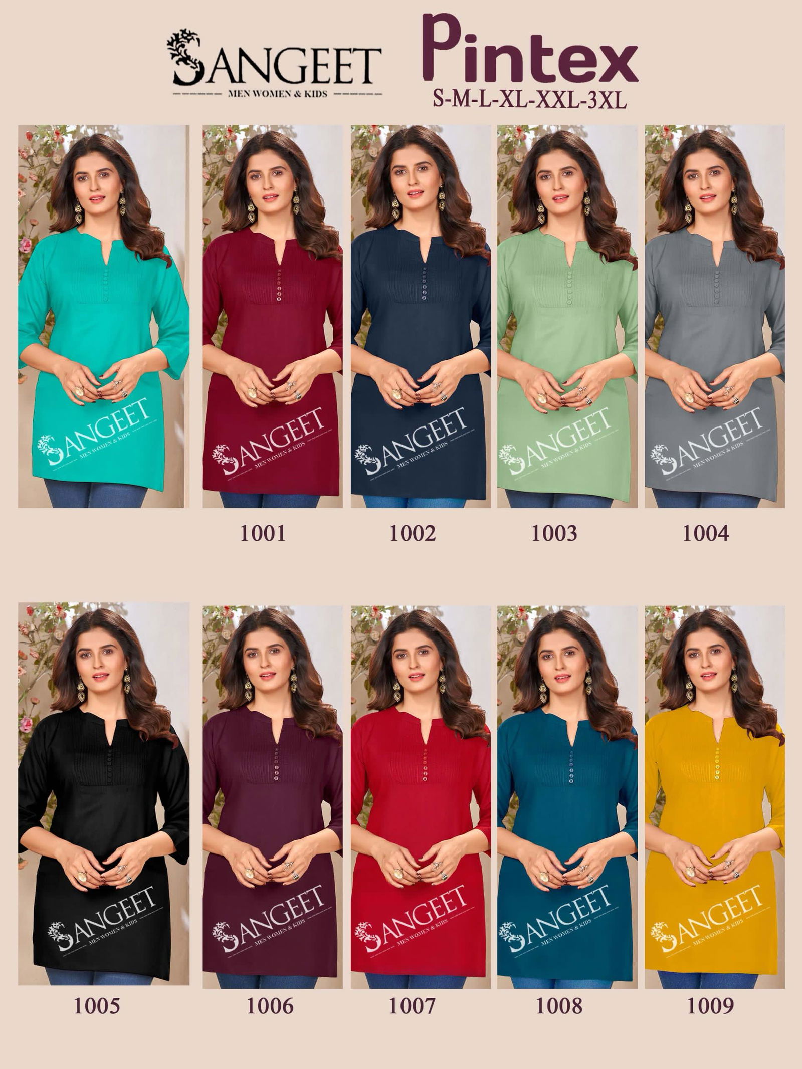 Pintex Color 1 By Sangeet Rayon Short Kurti Wholesale Market In Surat