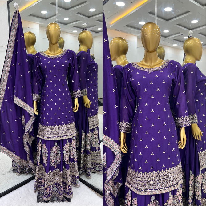 Sr 1627 Designer Pure Heavy Chinon Silk Sharara Suit Wholesalers In Delhi