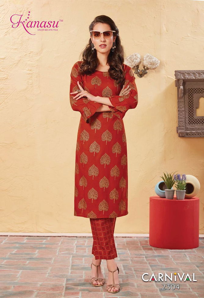 Kanasu Carnival Latest Designer Office Wear Casual Wear Kurti With Bottom Collection 