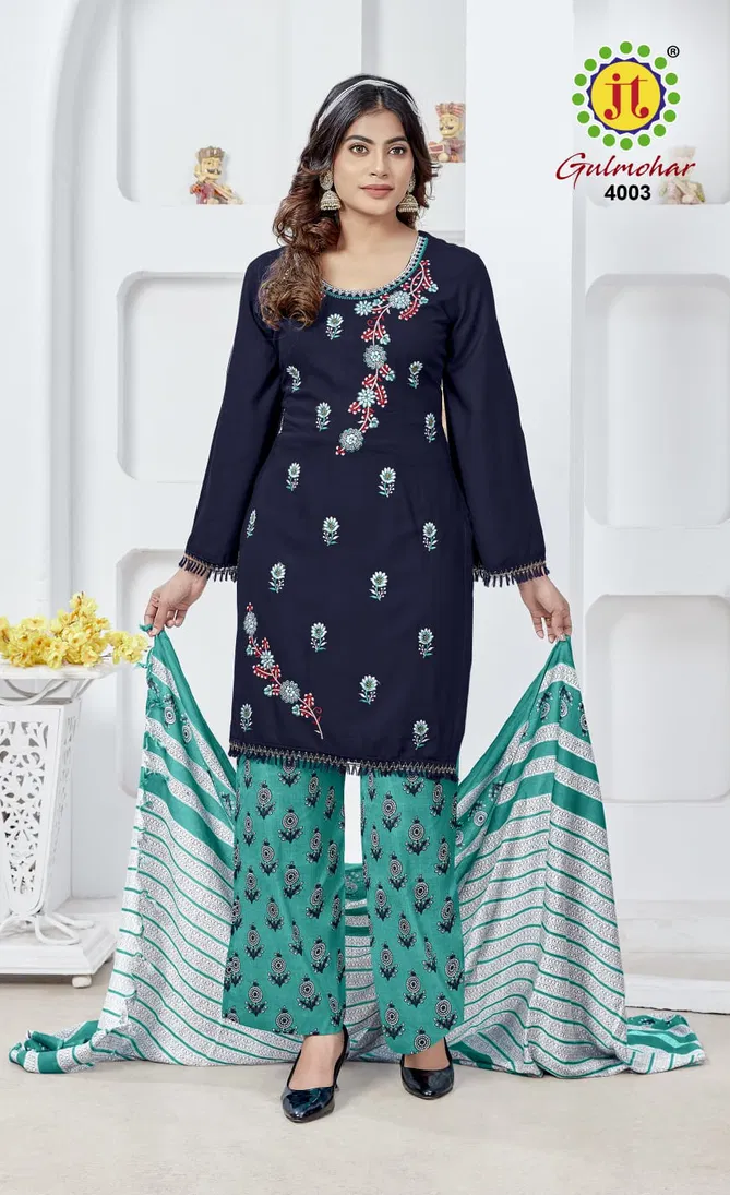 Gulmohar Vol 4 By Jt Embroidery Rayon Dress Material Suppliers In India