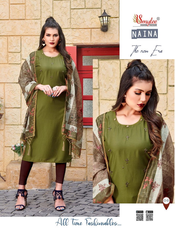 Smylee Naina Latest Designer Ethnic Wear Heavy Silk Kurti With Printed Dupatta Collection