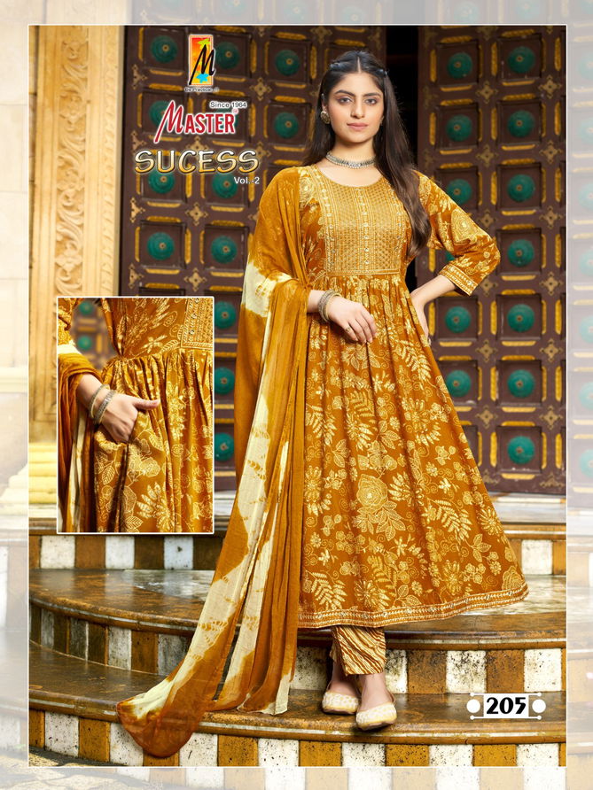 Sucess Vol 2 By Master Rayon Foil Printed Kurti With Bottom Dupatta Suppliers In India