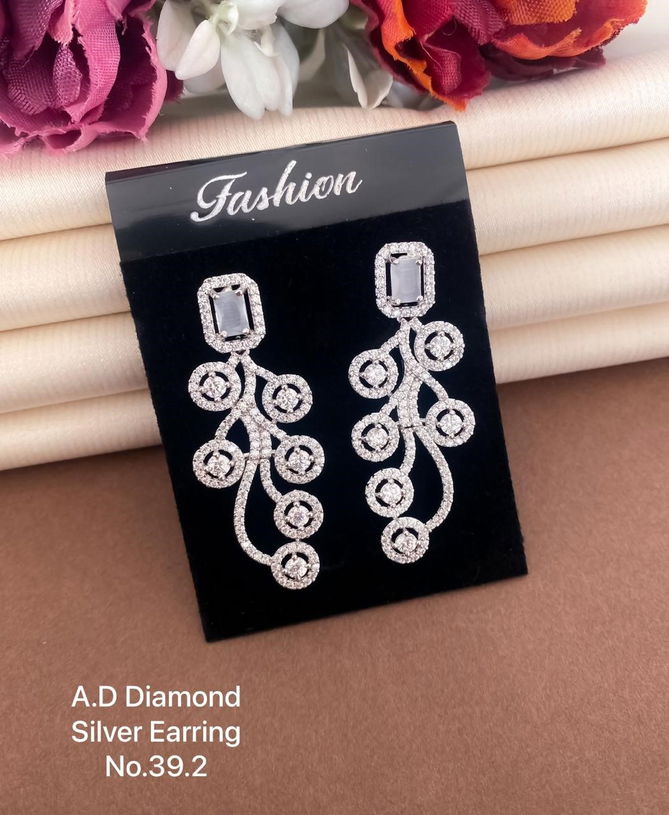 Ad Diamond Silver Earring Wholesale Online