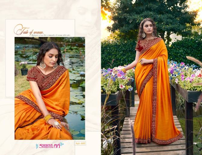 Shhylaa The Devi Collection Vol-3 Heavy Embroidery Lace And Heavy Blouse Latest Fancy Party Wear Pure Silk Saree Collection 