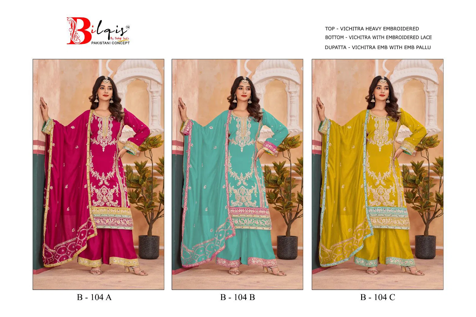 Bilqis B 104 A To C Pakistani Wholesale Salwar Suit Suppliers In Mumbai