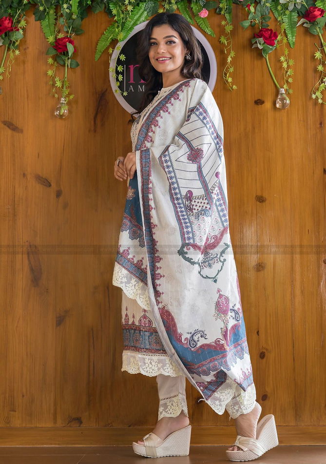 Ivory Masleen Shifli Chikankari Kurti With Bottom Dupatta Wholesale Price in Surat