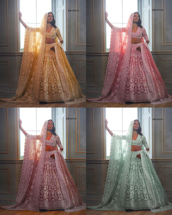 KB 1073 A To D Party Wear Heavy butterfly Net Bridal Lehenga Choli Orders In India