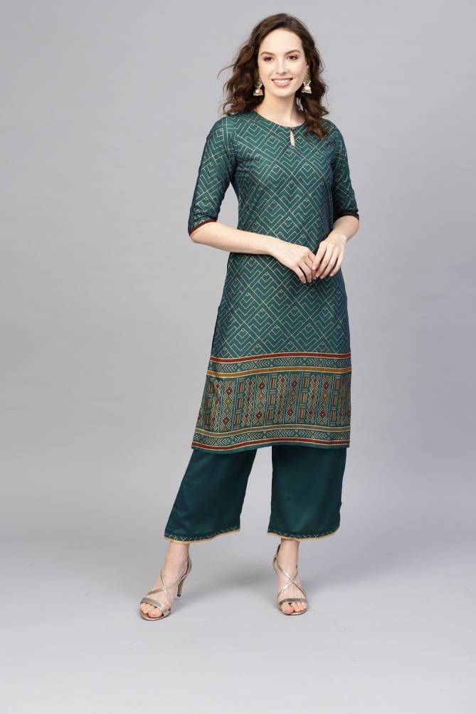 Era Pankh 3 Fancy Designer Ethnic Wear Cotton foil Printed Kurti With Bottom Collection
