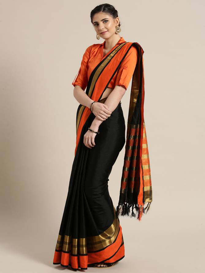 Aura 8 Latest Designer Plain Beautiful Designer Bordered Casual Wear Cotton Silk Saree Collection 