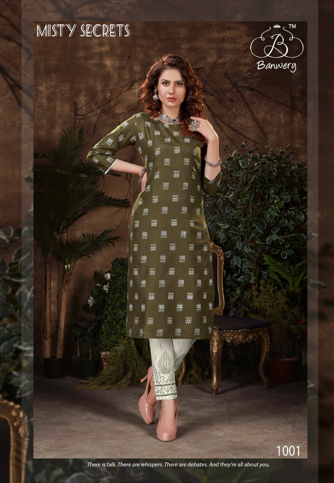 Banwery Bell Bottom Ethnic Wear Heavy Magic Slub with Guaranteed Foil Print in front and back Kurti With Bottom Collection